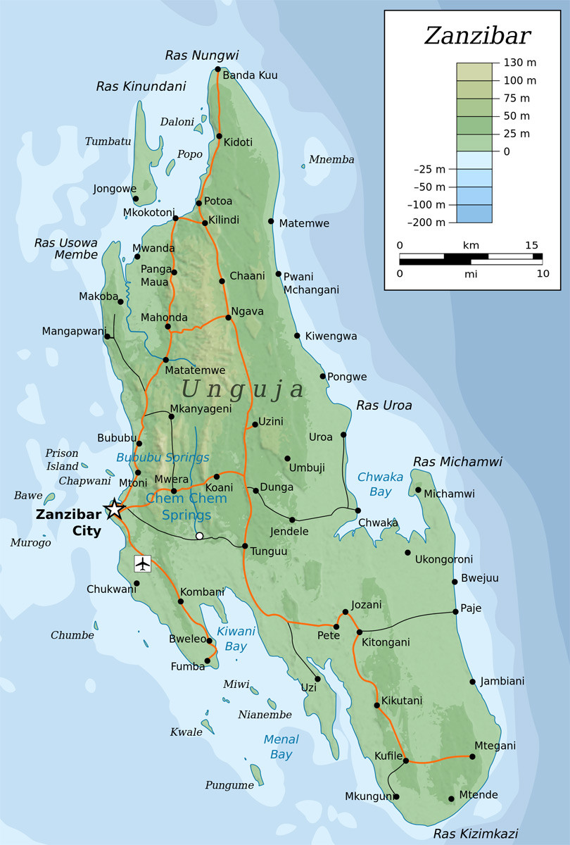 Mapa Zanzibaru